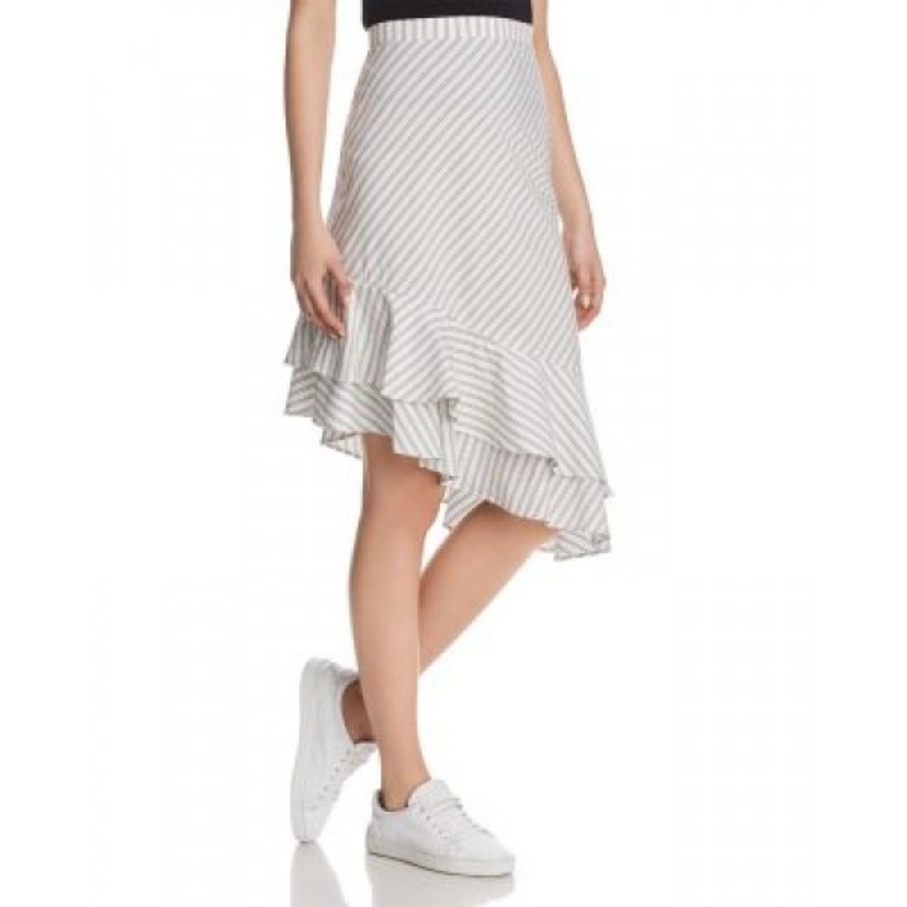 New Joie striped asymmetric-hem skirt.